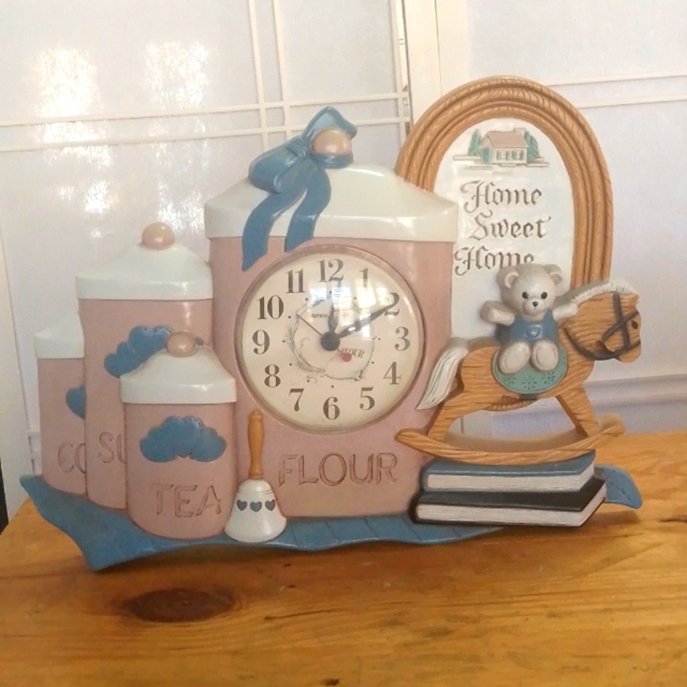 Vintage Homco Home Sweet Home 3D Wall Clock